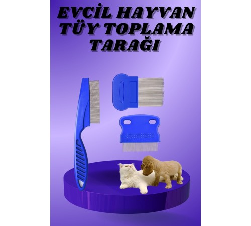 Kedi Köpek Tüy Bit Pire Toplayıcı Toplama Temizleme Tarağı Tarak Seti 4'lü Set