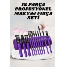 Makyaj Fırçası 12 Parça Set Yumuşak Uçlu Göz Makyajına Uygun Hafif ve Taşınabilir Çanta
