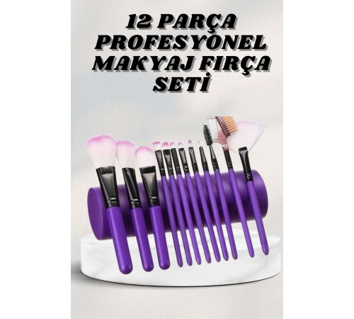 Makyaj Fırçası 12 Parça Set Yumuşak Uçlu Göz Makyajına Uygun Hafif ve Taşınabilir Çanta