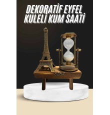 Retro Eyfel Kulesi Ve Kum Saati Dekoratif Ahşap Görünümlü Masa Biblosu