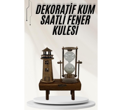 Hediyelik Eşya Retro Ahşap Deniz Feneri Kum Saati Biblo