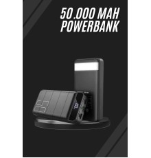 Taşınabilir Powerbank 50.000 mAh 4 Girişli Hızlı Şarj Led Göstergeli Fenerli Şarj