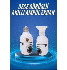 Gece Görüşlü Akıllı Dönebilen Ev Kamerası Ampül Kamera