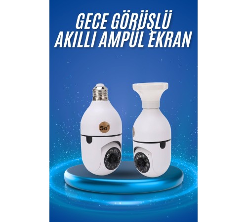 Gece Görüşlü Akıllı Dönebilen Ev Kamerası Ampül Kamera