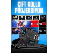 Projektör Siyah Android Taşınabilir Sinema Projeksiyon Wifi Destekli En Güncel Sürüm Akıllı