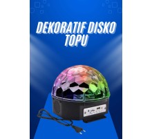 Küre Disko Topu Müzik Çalar Renkli Lazer Işıklı Bluetooth Disko Parti Işığı Kumandalı