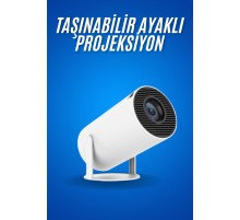 Sinema Projektörü Android HDMI USB WİFİ Ses Çıkışlı Ayaklı Projeksiyon Taşınabilir