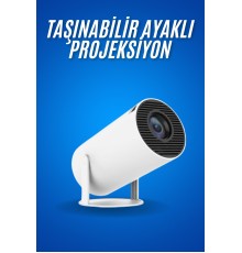 Sinema Projektörü Android HDMI USB WİFİ Ses Çıkışlı Ayaklı Projeksiyon Taşınabilir