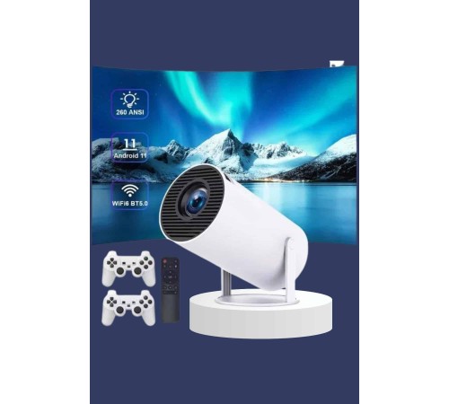Projeksiyon Cihazı Video Oyun Konsolu Projektör Taşınabilir Ayaklı Çift Kollu 4K Çözünürlüklü