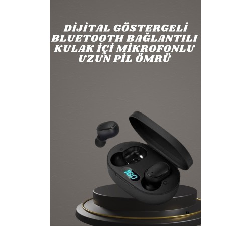 Kulaklık Dijital Göstergeli Bluetooth Bağlantılı Kablosuz Kulak İçi Mikrofonlu Dokunmatik Kontrol