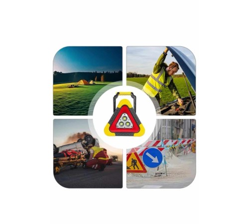 Işıklı Üçgen Reflektör Led Projektör Acil Durum Feneri Flaşör 500 Lümen