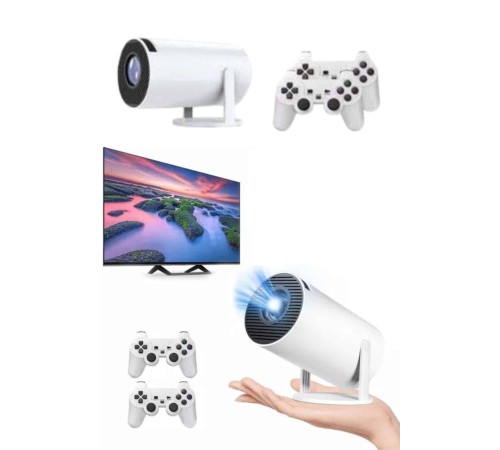 Projeksiyon Cihazı Video Oyun Konsolu Projektör Taşınabilir Ayaklı Çift Kollu 4K Çözünürlüklü