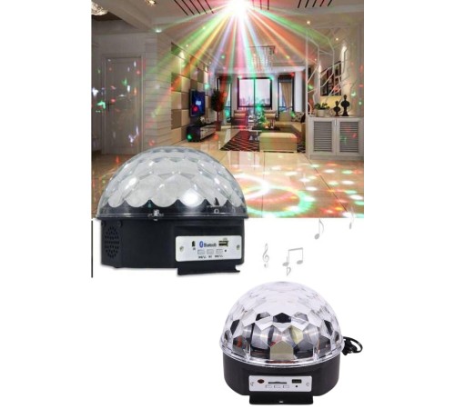 Küre Disko Topu Müzik Çalar Renkli Lazer Işıklı Bluetooth Disko Parti Işığı Kumandalı