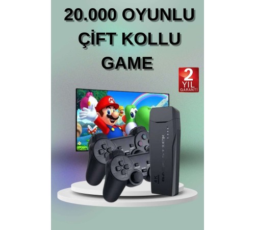2 Kollu Kablosuz 2.4G Retro Oyunlar 4k Game Stick 3500 Oyun Atari