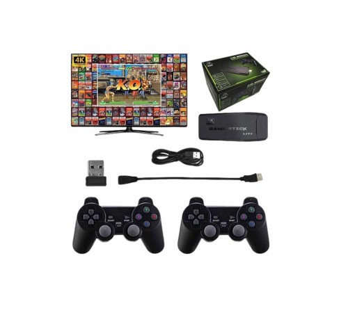 Çift Kollu 2.4g kablosuz Retro 4k Game stick 3500 oyun atari HD Görüntü Kalitesi