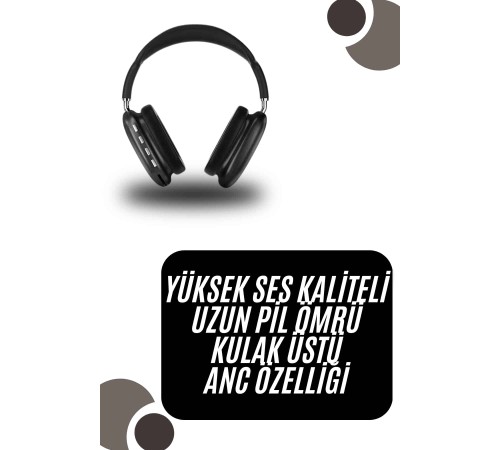 Kulak Üstü Kablosuz Bluetooth Kulaklık Yumuşak Süngerli SD Kart Girişli