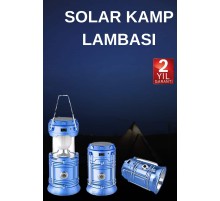 Solar Şarjlı Kamp Lambası Güneş Enerjili Kızaklı Kamp Feneri Çadır Feneri Led Işıldak