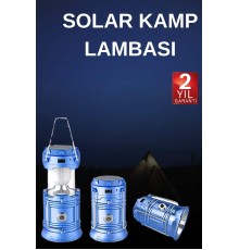 Solar Şarjlı Kamp Lambası Güneş Enerjili Kızaklı Kamp Feneri Çadır Feneri Led Işıldak