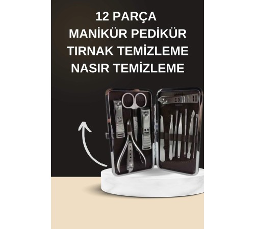 Elektrikli Manikür Pedikür Seti İkili Set 12 Parça Tırnak Bakımı Törpü Protez Çıkarma