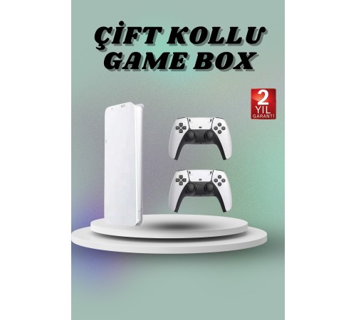 Game Box 3D Çift Oyun Kollu 4K HD Ekran 20000'den Fazla Oyun Seçeneği 2.4G Kablosuz