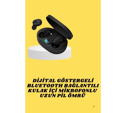 Bluetooth Kulaklık Dijital Göstergeli Yüksek Ses Kaliteli Uzun Pil Ömrü