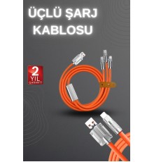 120W Hızlı Şarj Kablosu Turuncu Yüksek Güç Kapasitesi Çoklu Şarj Girişi