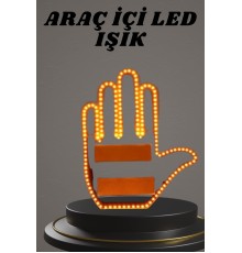 El Orta Parmak Led Kumandalı Araç İçi Reflektör Arka Cam El Simgesi