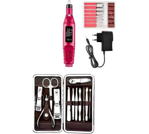 Elektrikli Manikür Pedikür Seti İkili Set 12 Parça Tırnak Bakımı Törpü Protez Çıkarma