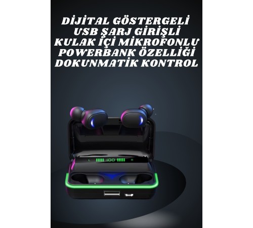 İkili Bluetooth Kulaklık Dijital Göstergeli Uzun Pil Ömrü Yüksek Ses Kaliteli