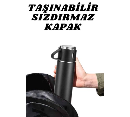 3 Bardaklı Termos Seti Anneler Gününe Özel Hediye Taşınabilir Sızdırmaz Isı Koruyucu