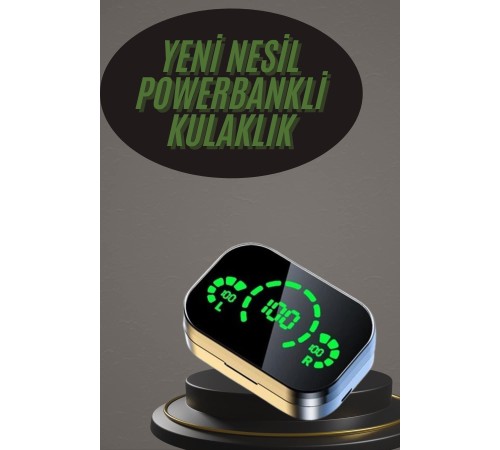 Kablosuz Bluetooth Kulaklık Çift Telefon Destekli Powerbankli Dijital Göstergeli