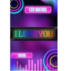 Led Matrix Bluetooth Bağlantılı Araç Camına Uygun Pixsel Görünümlü 16X96