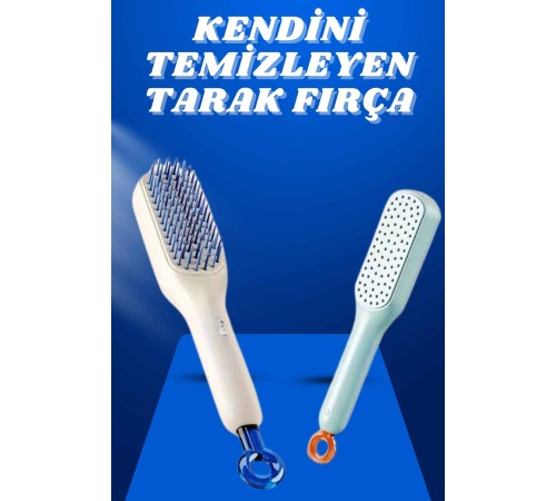 Kendi Kendini Temizleyen Otomatik Tuşlu Saç Tarağı Dolaşık Açıcı Masaj Fırçası Silikon Fırça