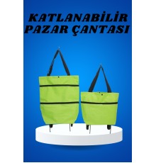 Pazar Arabası ve Alışveriş Çantası Çift Yönlü Kolay Tekerlekli Taşınabilir