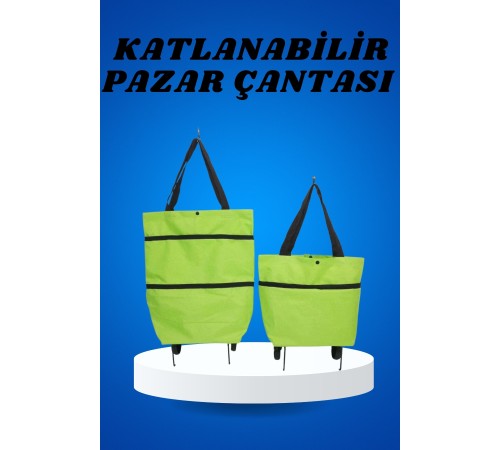 Pazar Arabası ve Alışveriş Çantası Çift Yönlü Kolay Tekerlekli Taşınabilir