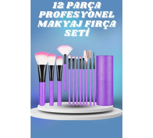 12 Parça Yumuşak Uçlu Makyaj Fırça Set-Göz ve Yüz Makyajı İçin Fırça Seti Profesyonel Makyaj Seti