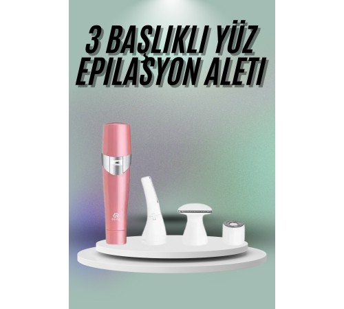 Yüz, Kaş ve Tüm Vücut Epilasyon Aleti3 Başlıklı Epilatör Tüm Cilt Tiplerine Uygun