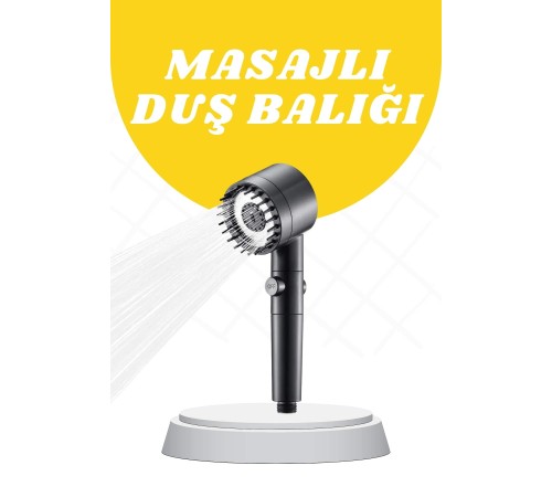 Duş Başlığı Yüksek Basınçlı Masaj Taraklı 3 Kademeli