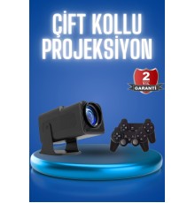 Android Projeksiyon Siyah Taşınabilir Sinema Projektörü 4k 1080p Ev Sineması Bluetooth