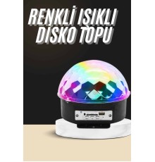 Led Işık Disko Topu Bluetooth Hoparlörlü USB Müzik Çalar Kumandalı