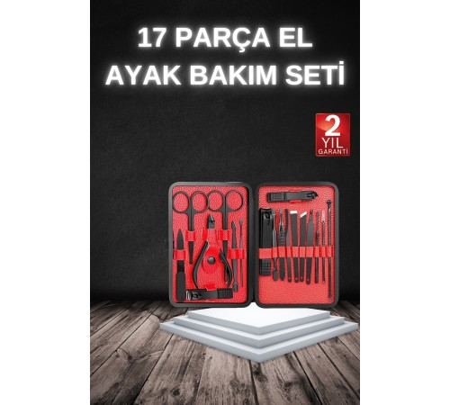 17 Parça Manikür Seti Taşınabilir Özel Çantalı El ve Ayak Bakımı Tırnak Batığı Temizleme