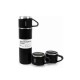 Termos Paslanmaz Çelik Termos Siyah Renk 3 Bardaklı Termos Seti