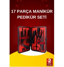 17 Parça El Ayak Bakım Seti Tırnak Temizleme Manikür Pedikür Cımbız Törpü Tırnak Makası