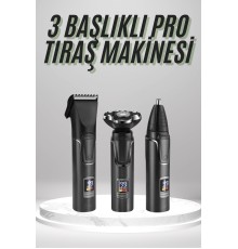 Dijital Göstergeli 3 Başlıklı Tıraş Makinesi Islak Kuru Lazer Öncesi Günlük