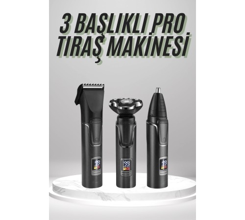 Dijital Göstergeli 3 Başlıklı Tıraş Makinesi Islak Kuru Lazer Öncesi Günlük