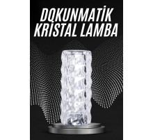 Kristal Lamba Masa Lambası Şarjlı Masa Lambası Dokunmatik Sensör Usb Şarjlı