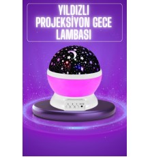 Yıldız Görünümlü Gece Lambası Renkli Masa Lambası Gökyüzü Projeksiyon