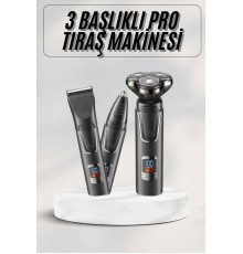 Yüksek Performanslı 3 Başlıklı Profesyonel Şarjlı Islak ve Kuru Kullanıma Uygun