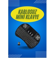Işıklı Kablosuz Mini Klavye ve Dokunmatik Mouse Seti Türkçe Kablosuz