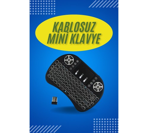 Işıklı Kablosuz Mini Klavye ve Dokunmatik Mouse Seti Türkçe Kablosuz